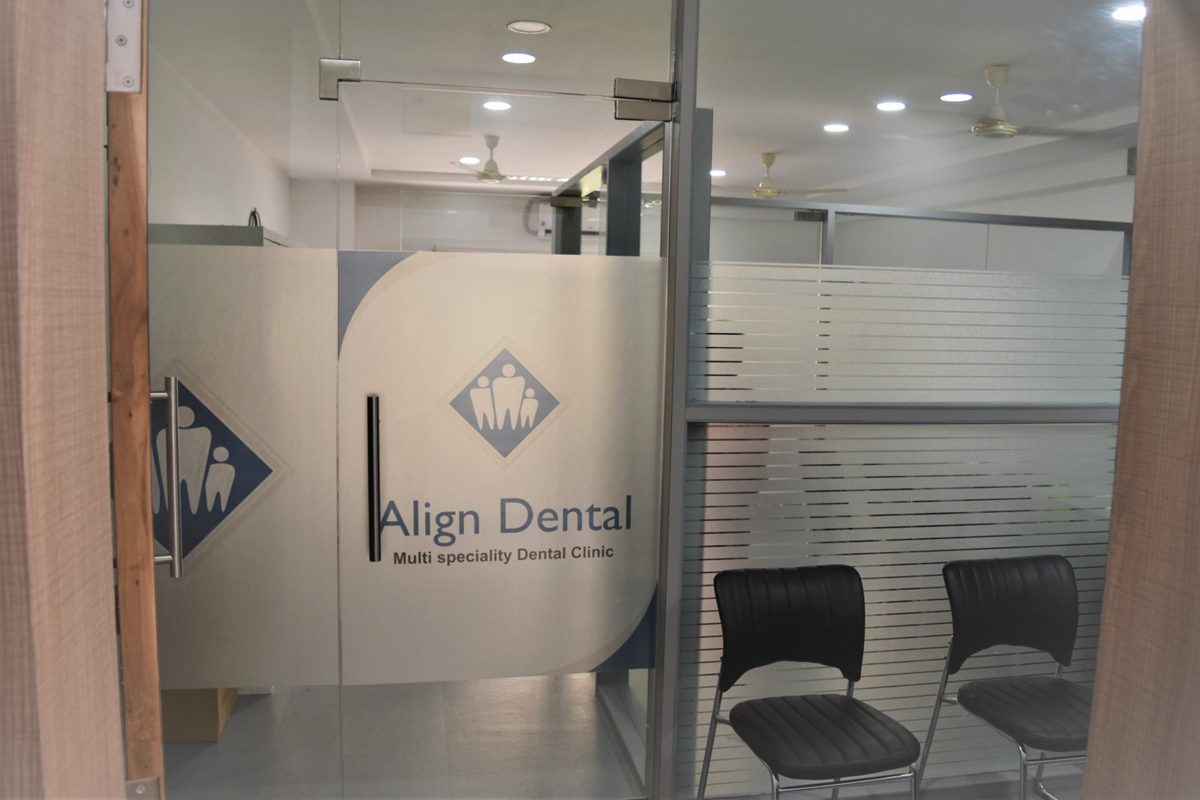 Reception and waiting area with Align Dental branding