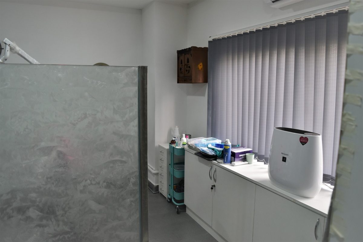 Sterilisation area and storage cabinets
